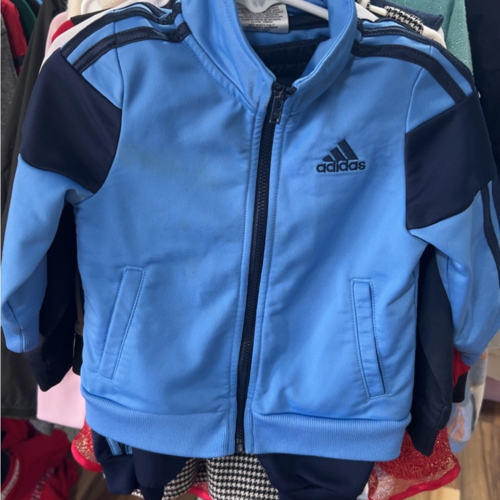 Adidas zip up jacket and matching joggers